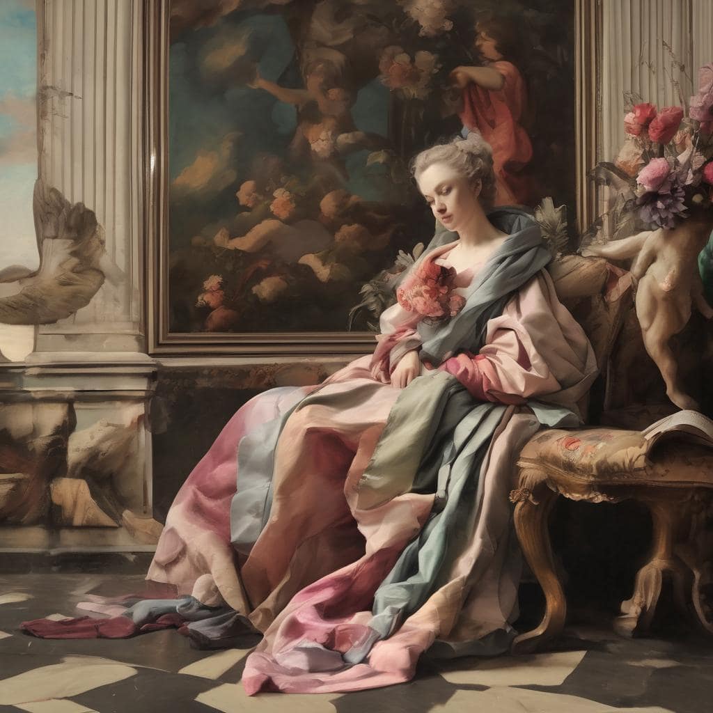 Χαριτωμένη γυναίκα που κάθεται σε καναπέ, καλλιτεχνική φόρμα και κληρονομιά σημαντικών καλλιτεχνών.